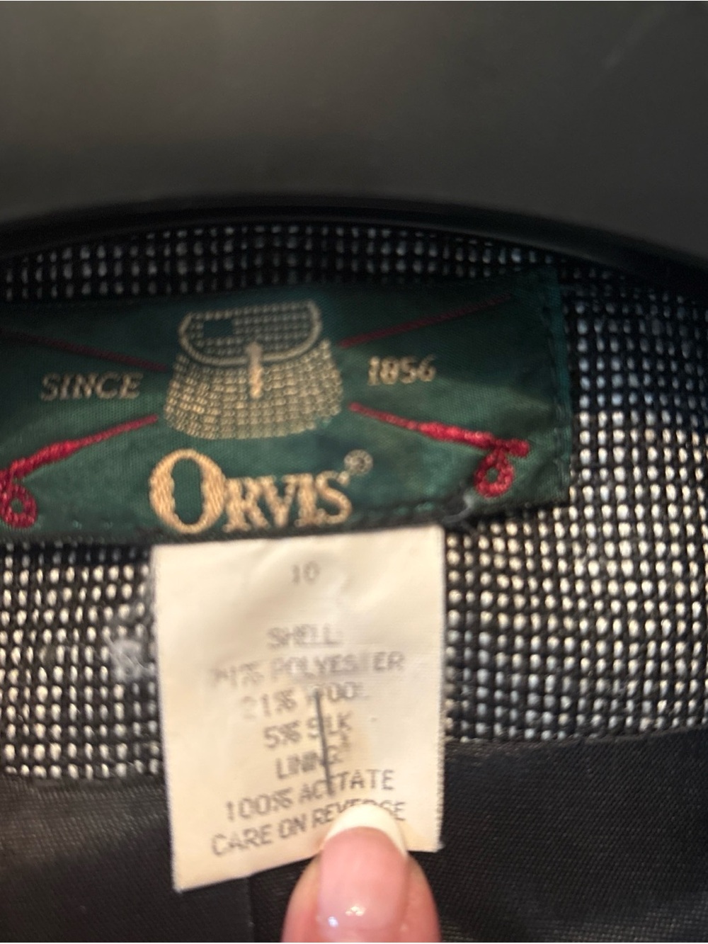 Vintage Orvis Made in USA Wool Silk Blend Blazer Jacket Size 10 Black & White - Picture 3 of 10